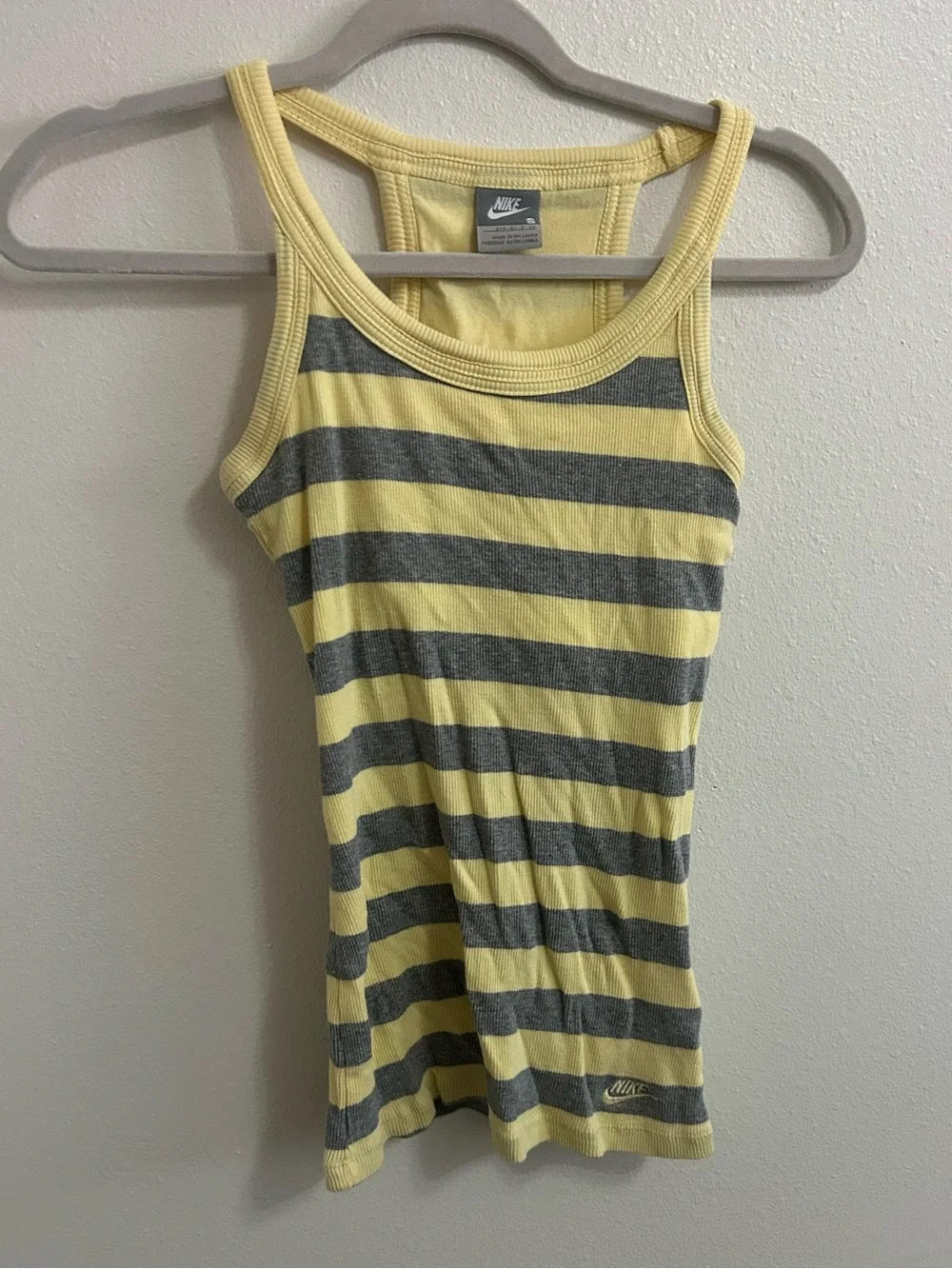 Nike striped ribbed tank top with built in shelf bra